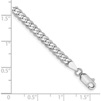 10K White Gold 7" Flat Beveled Curb Chain Bracelet - Rhodium Plated