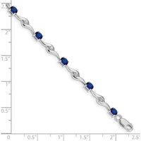 10K White Gold 7-Inch Blue & White Sapphire Wave Link Bracelet - 4mm Width, Lobster Clasp by Oro Pregiato
