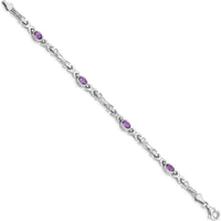 10K White Gold 7-inch Bracelet with 4 Oval Amethyst Stones - 0.45 Carats Total Weight by Monteluci Fine Jewelry