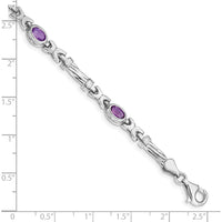 10K White Gold 7-inch Bracelet with 4 Oval Amethyst Stones - 0.45 Carats Total Weight by Monteluci Fine Jewelry
