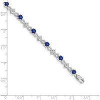 10K White Gold 7-Inch Tennis Bracelet with Diamonds and Sapphires - 1.25 Carats Total Gem Weight by Oro Pregiato