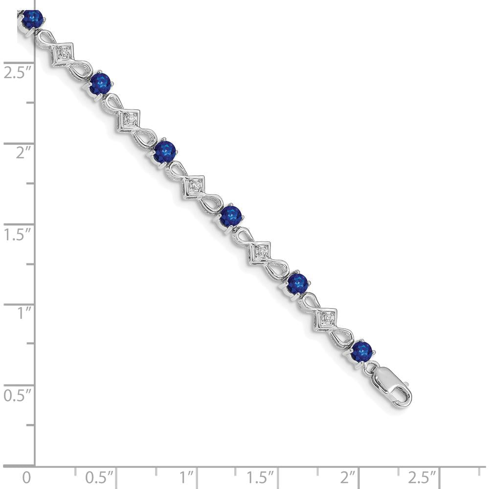 10K White Gold 7-Inch Tennis Bracelet with Diamonds and Sapphires - 1.25 Carats Total Gem Weight by Oro Pregiato