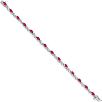 10K White Gold 7-Inch Tennis Bracelet with Oval Rubies and Round Diamonds - 0.32 Carats Ruby Weight, 0.004 Carats Diamond Weight by Monteluci Fine Jewelry