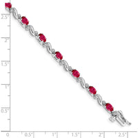 10K White Gold 7-Inch Tennis Bracelet with Oval Rubies and Round Diamonds - 0.32 Carats Ruby Weight, 0.004 Carats Diamond Weight by Monteluci Fine Jewelry