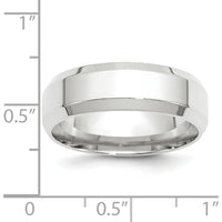 10K White Gold 7mm Beveled Edge Comfort Fit Wedding Band with Polished Rhodium Finish - Size 10