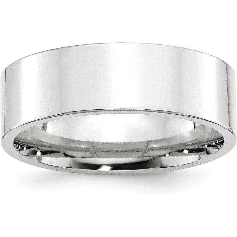 10K White Gold 7mm Comfort Fit Flat Wedding Band - Size 12