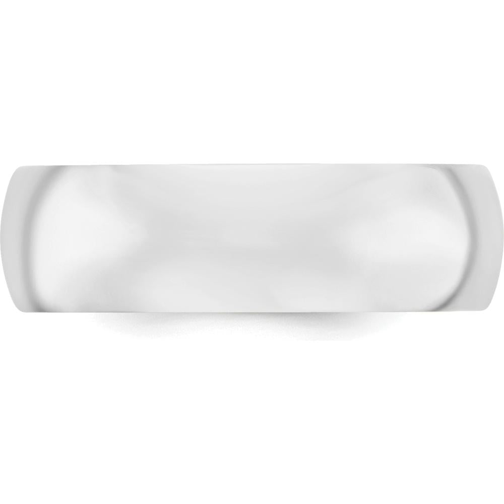 10K White Gold 7mm Comfort Fit Wedding Band with Polished Finish - Size 6.5