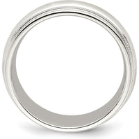 10K White Gold 7mm Double Milgrain Comfort Fit Wedding Band - Size 10