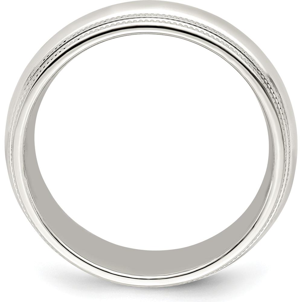 10K White Gold 7mm Double Milgrain Comfort Fit Wedding Band - Size 10