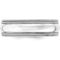 10K White Gold 7mm Double Milgrain Comfort Fit Wedding Band - Size 10