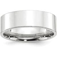 10K White Gold 7mm Flat Comfort Fit Wedding Band - Rhodium Plated