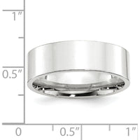 10K White Gold 7mm Flat Comfort Fit Wedding Band - Rhodium Plated