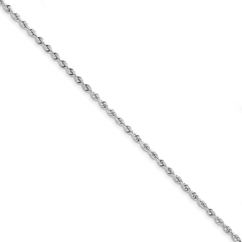 10K White Gold 8" Diamond-Cut Quadruple Rope Bracelet - 3mm