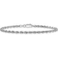 10K White Gold 8" Diamond-Cut Quadruple Rope Bracelet - 3mm