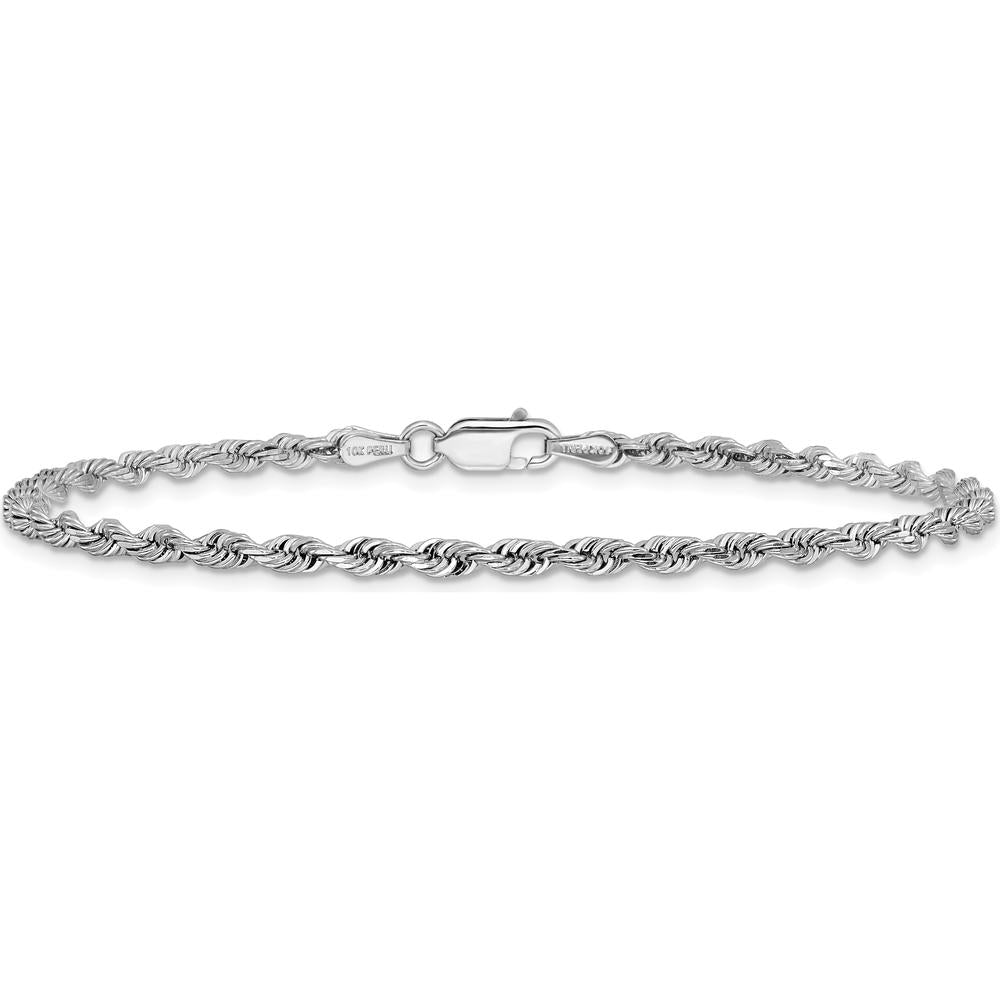 10K White Gold 8" Diamond-Cut Quadruple Rope Bracelet - 3mm