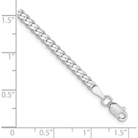 10K White Gold 8" Flat Beveled Curb Chain Bracelet - Rhodium Plated