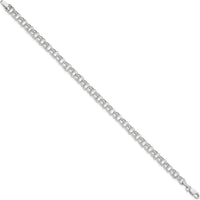 10K White Gold 8" Hollow Dia-cut Double Link Charm Bracelet with Lobster Clasp