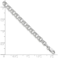 10K White Gold 8" Hollow Dia-cut Double Link Charm Bracelet with Lobster Clasp