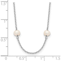 10K White Gold 8-Station Freshwater Cultured Pearl Necklace with Near-Round 4-5mm Pearls - 16" Length