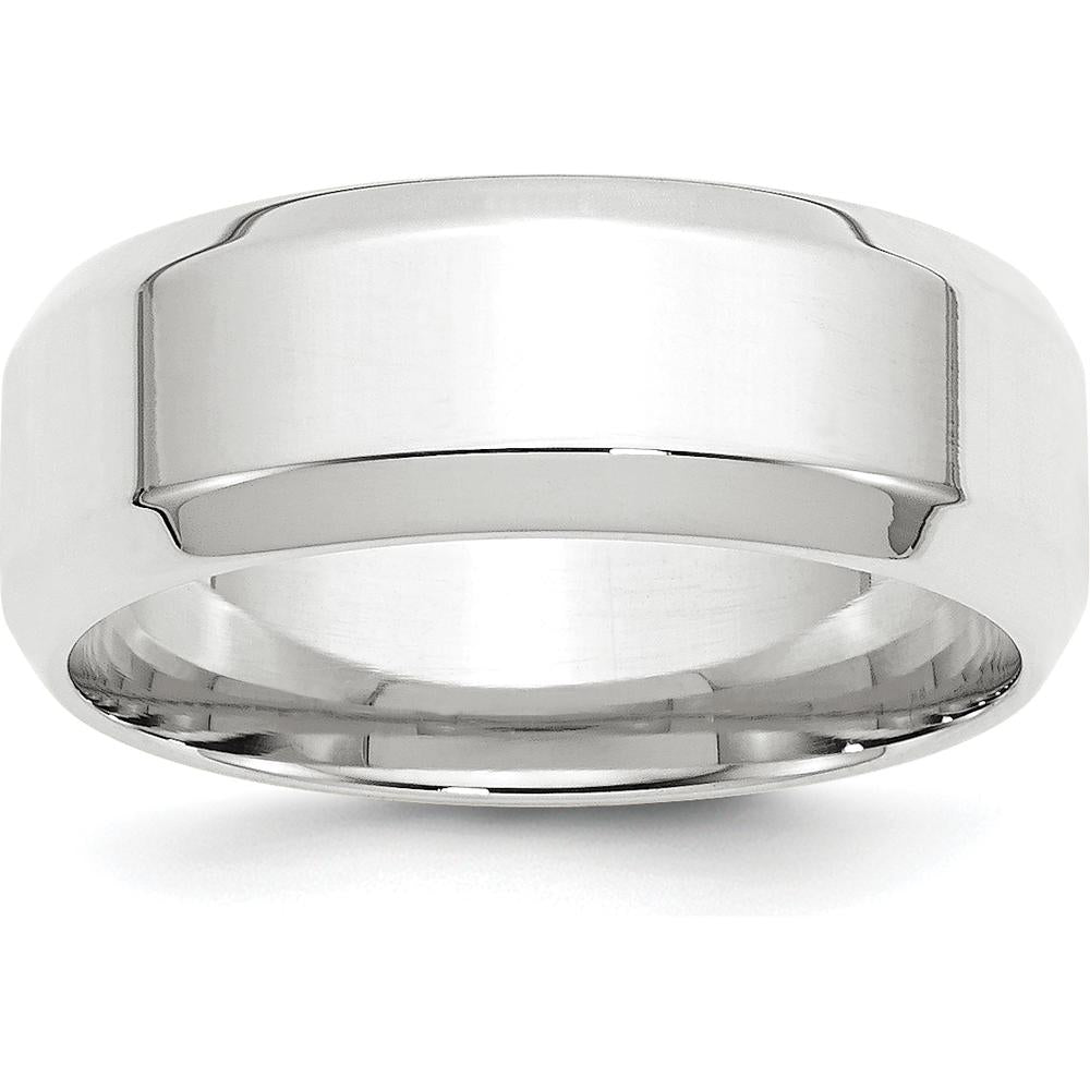 10K White Gold 8mm Beveled Edge Comfort Fit Wedding Band - Size 11