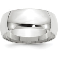 10K White Gold 8mm Comfort Fit Wedding Band - Lightweight & Engravable
