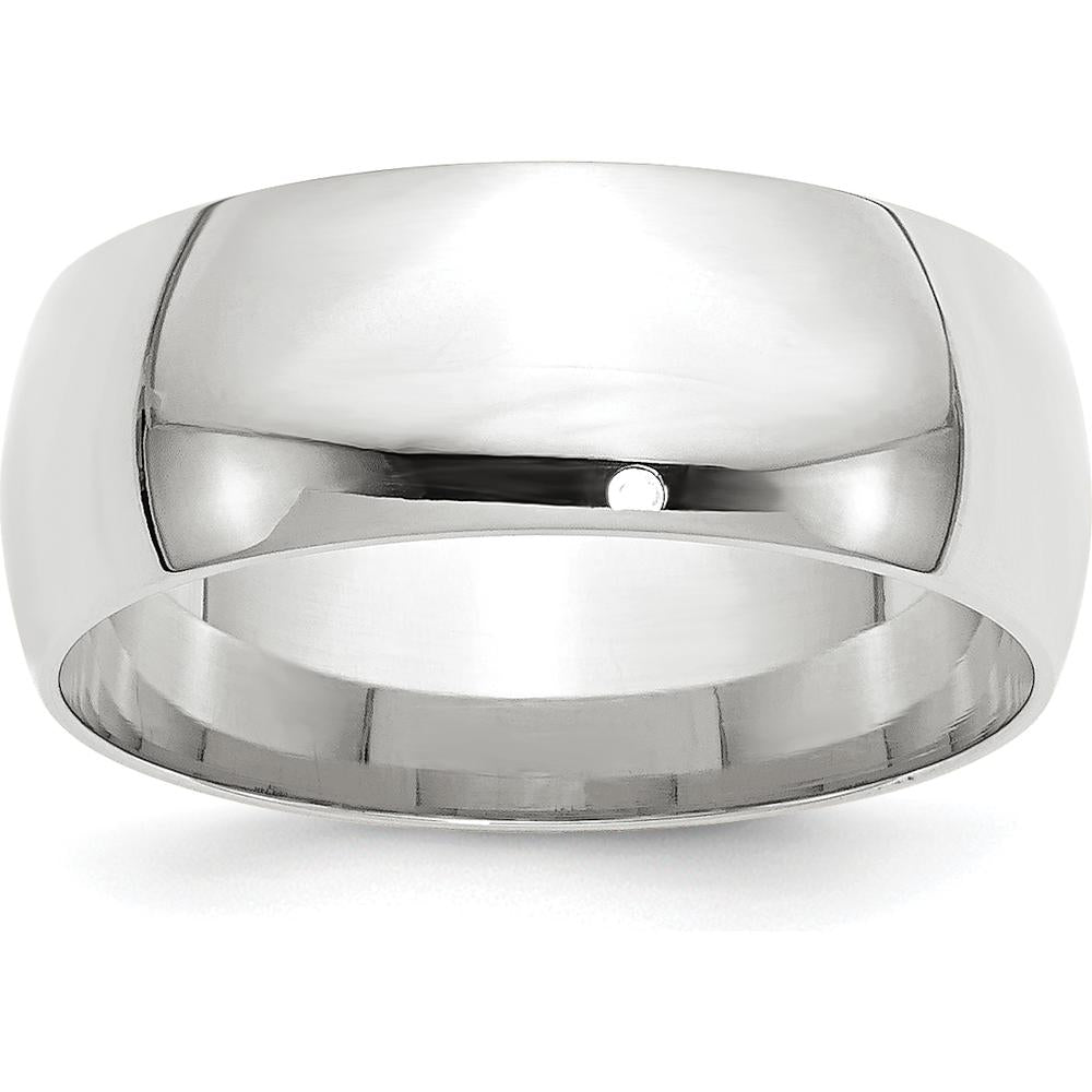 10K White Gold 8mm Comfort Fit Wedding Band - Lightweight & Engravable