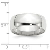 10K White Gold 8mm Comfort Fit Wedding Band - Lightweight & Engravable