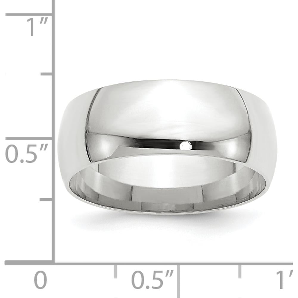 10K White Gold 8mm Comfort Fit Wedding Band - Lightweight & Engravable
