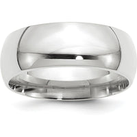 10K White Gold 8mm Comfort Fit Wedding Band - Size 12