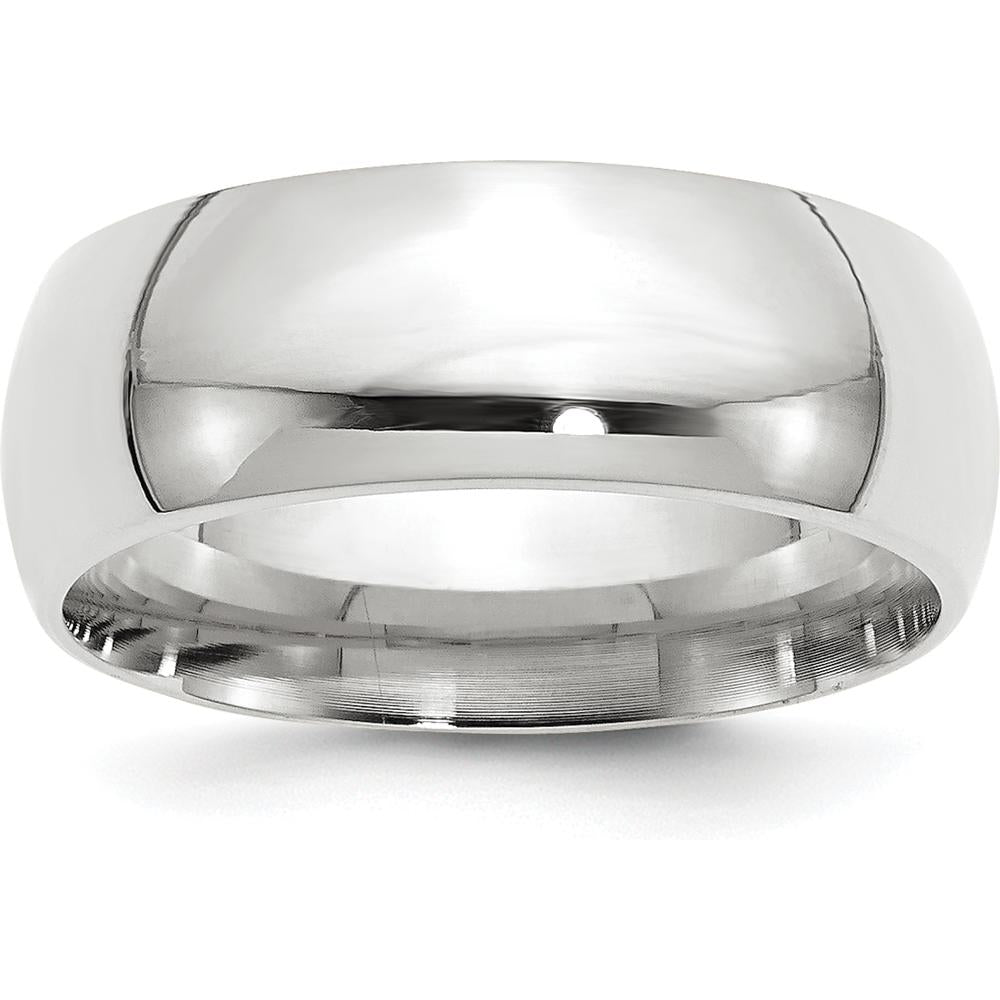 10K White Gold 8mm Comfort Fit Wedding Band - Size 12