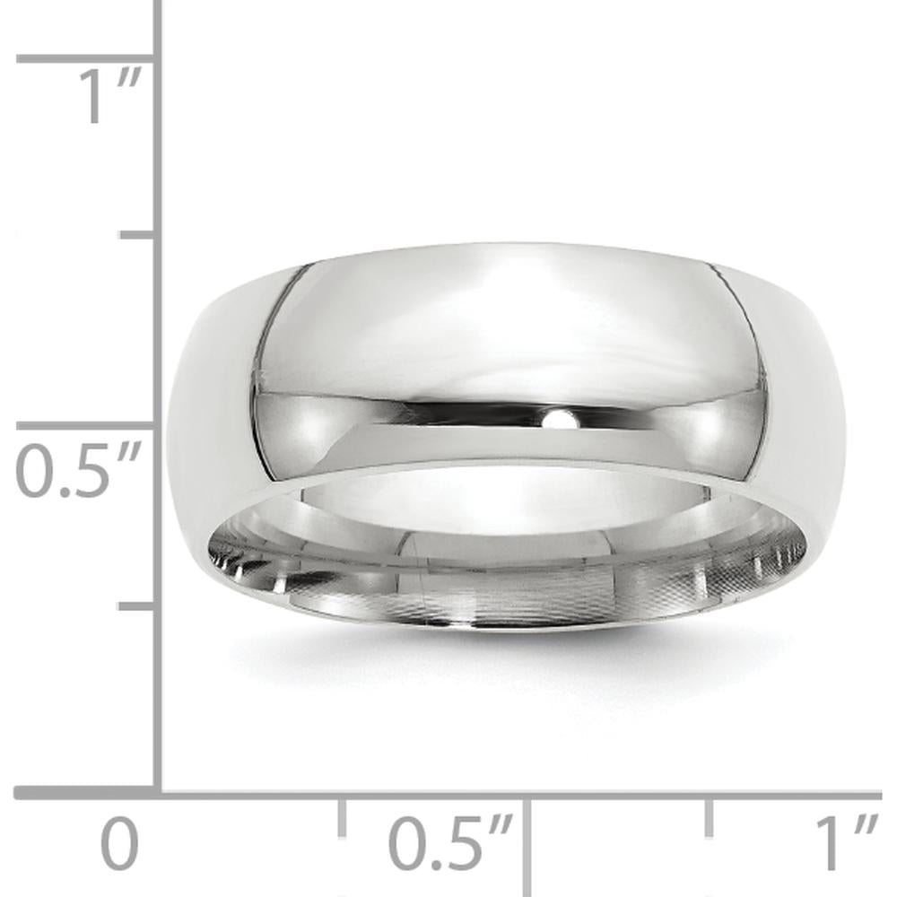 10K White Gold 8mm Comfort Fit Wedding Band - Size 12