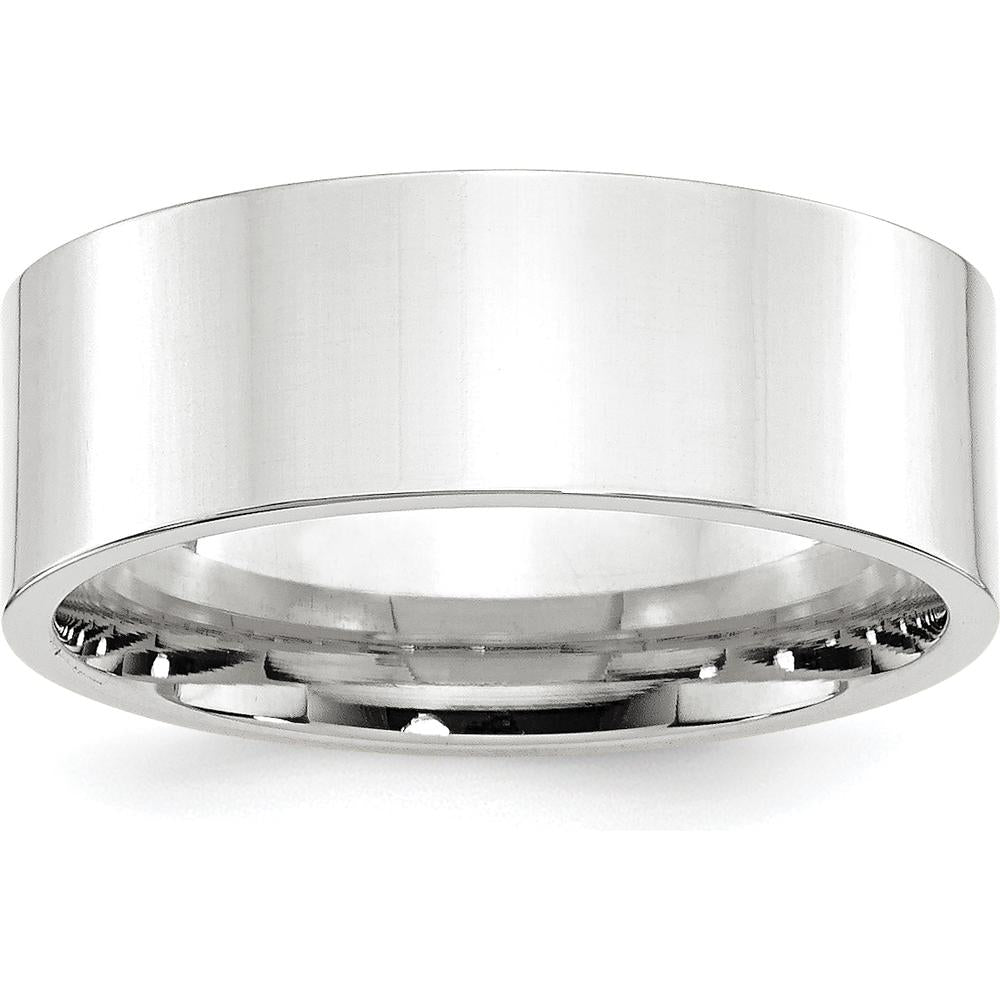 10K White Gold 8mm Flat Comfort Fit Wedding Band - Size 13