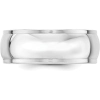 10K White Gold 8mm Half Round Wedding Band - Polished Finish