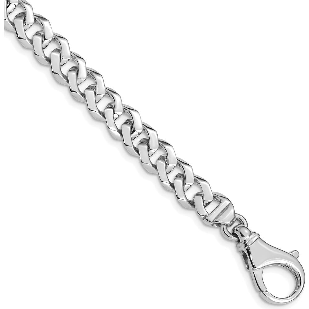 10K White Gold 8mm Hand-Polished Fancy Link Bracelet - 8"
