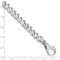 10K White Gold 8mm Hand-Polished Fancy Link Bracelet - 8"