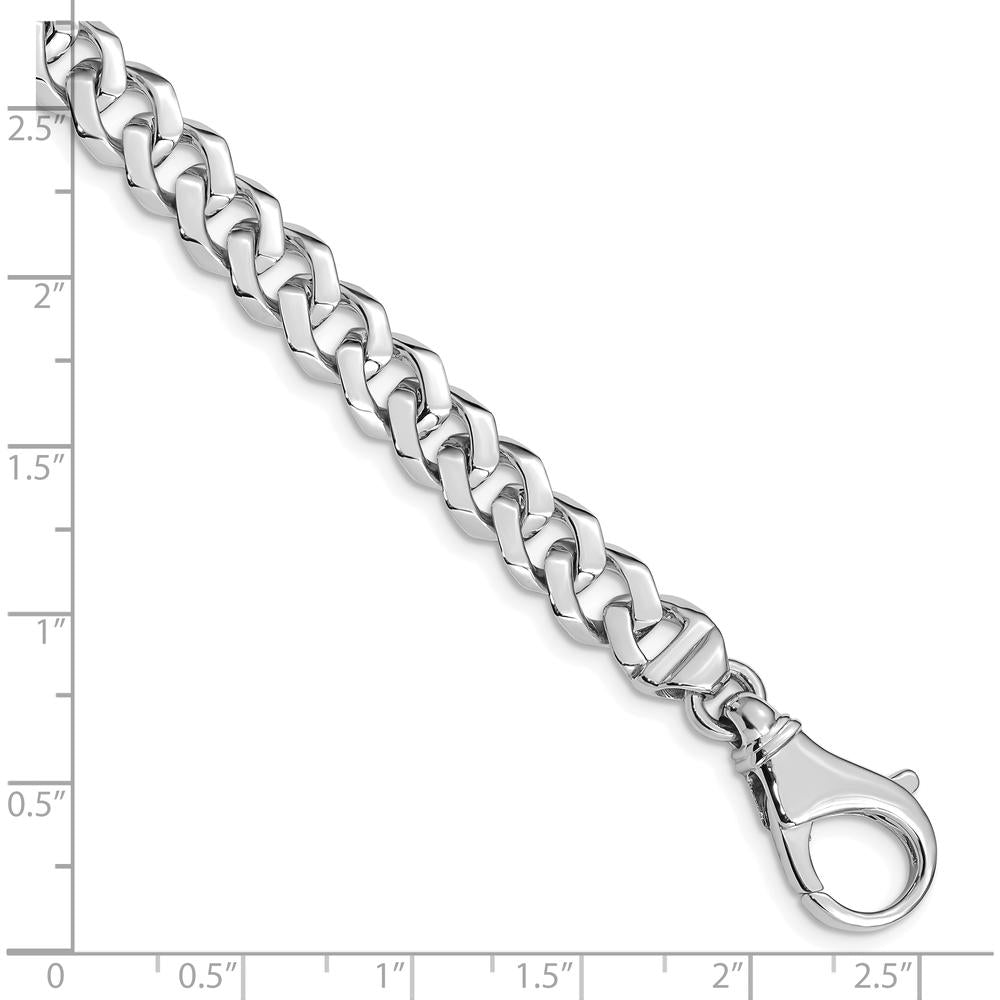10K White Gold 8mm Hand-Polished Fancy Link Bracelet - 8"