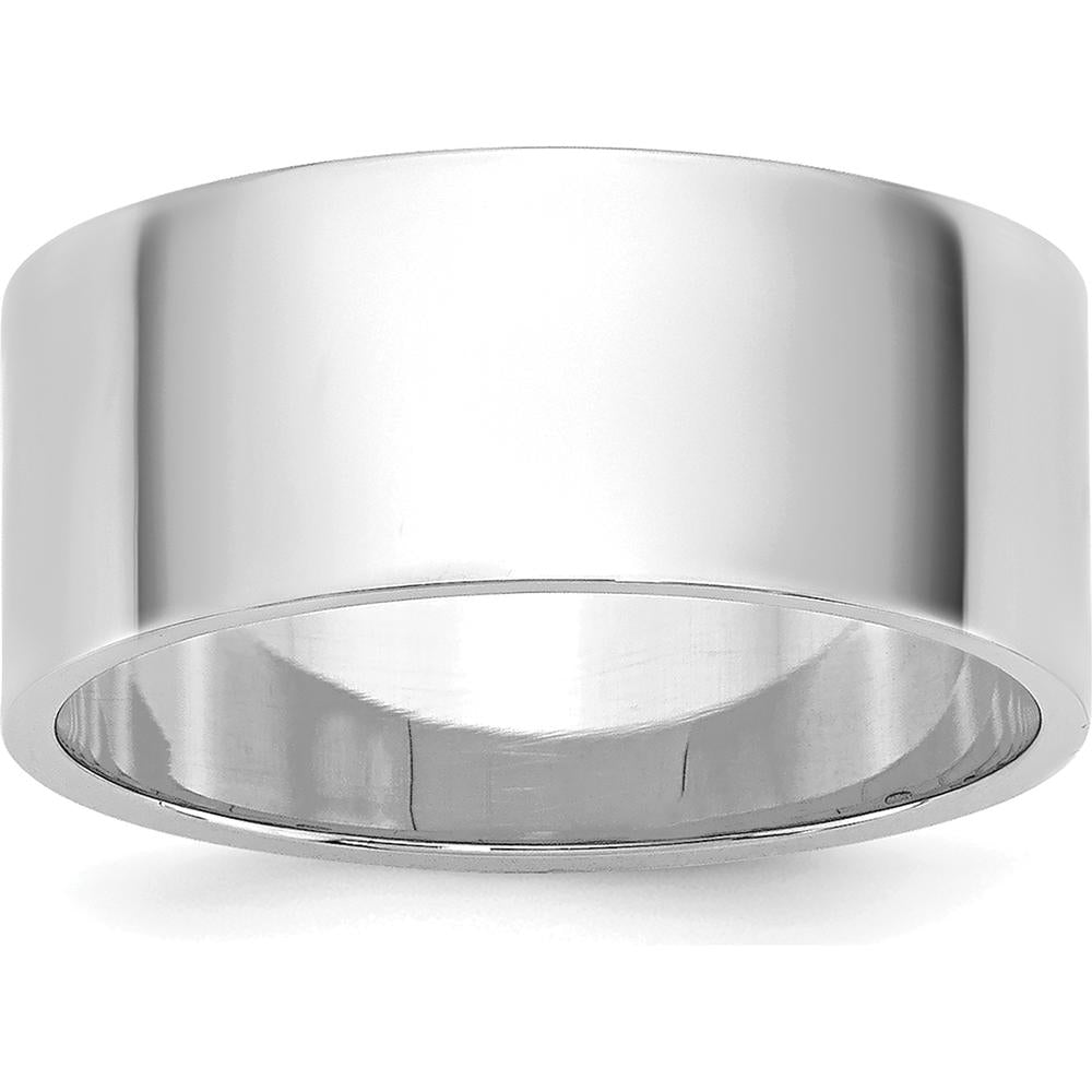 10K White Gold 8mm Lightweight Flat Wedding Band - Size 8