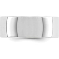10K White Gold 8mm Lightweight Flat Wedding Band - Size 8