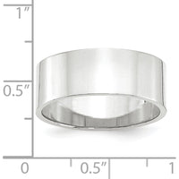 10K White Gold 8mm Lightweight Flat Wedding Band - Size 8