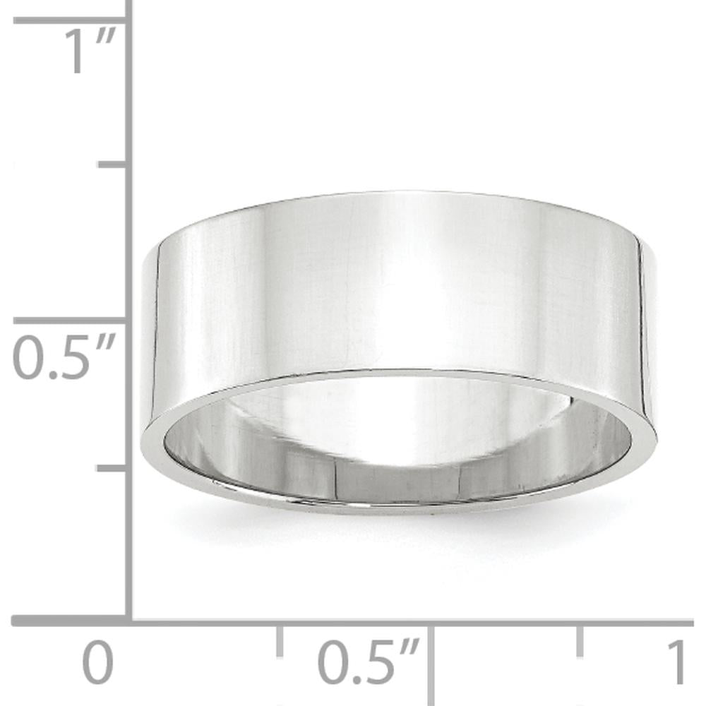 10K White Gold 8mm Lightweight Flat Wedding Band - Size 8