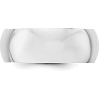 10K White Gold 8mm Polished Half Round Wedding Band - Engravable, Size 12
