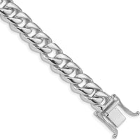 10K White Gold 9.6mm Hand-polished Rounded Curb Link Bracelet - 9" Length