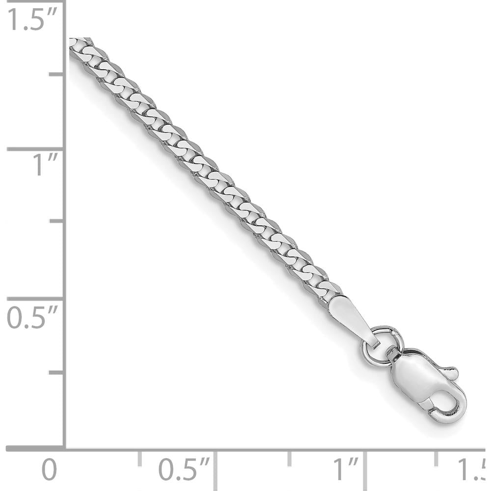 10K White Gold 9" Flat Beveled Curb Chain Anklet
