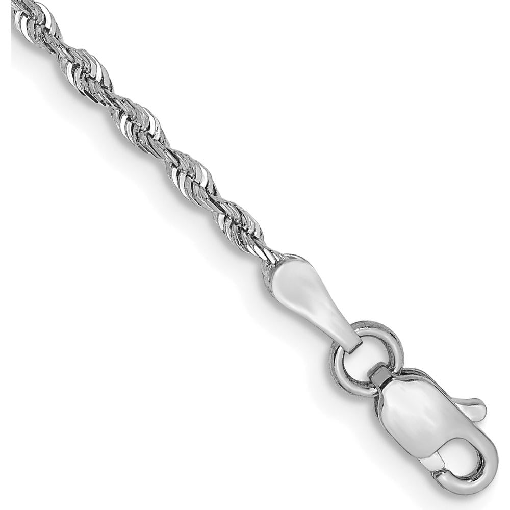 10K White Gold 9" Quadruple Rope Chain Anklet with Diamond-Cut Detailing - 1.85mm