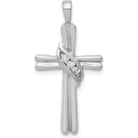 10K White Gold AA Diamond Cross Pendant - 0.051 Carat Total Diamond Weight by Oro Pregiato