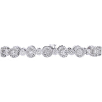 10K White Gold Alternating Halo and Single Stone Diamond Link Bracelet - 10.00 Carat Total Diamond Weight