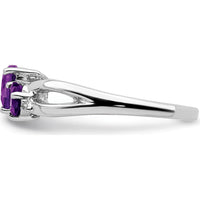 10K White Gold Amethyst and Diamond 2-Stone Heart Ring with Heart-Shaped Amethysts and Round Diamonds - 0.65 Carat Total Gem Weight by 0