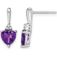 10K White Gold Amethyst and Diamond Heart Earrings - 0.75 Carat Amethyst, 0.01 Carat Total Diamond Weight by Monteluci Fine Jewelry