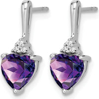 10K White Gold Amethyst and Diamond Heart Earrings - 0.75 Carat Amethyst, 0.01 Carat Total Diamond Weight by Monteluci Fine Jewelry
