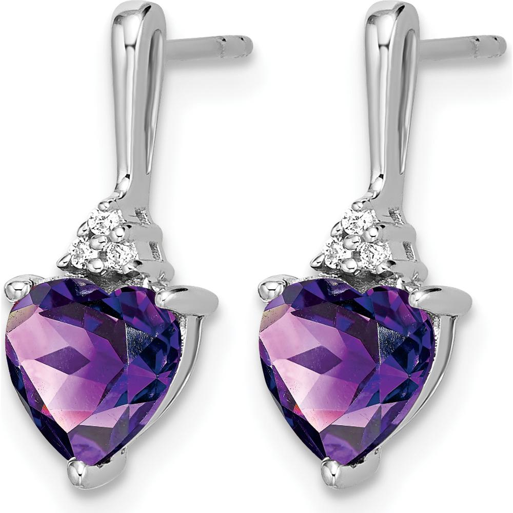 10K White Gold Amethyst and Diamond Heart Earrings - 0.75 Carat Amethyst, 0.01 Carat Total Diamond Weight by Monteluci Fine Jewelry